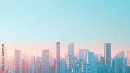 A minimalist urban skyline with buildings of varying heights and styles symbolizing socioeconomic diversity in a clear photo