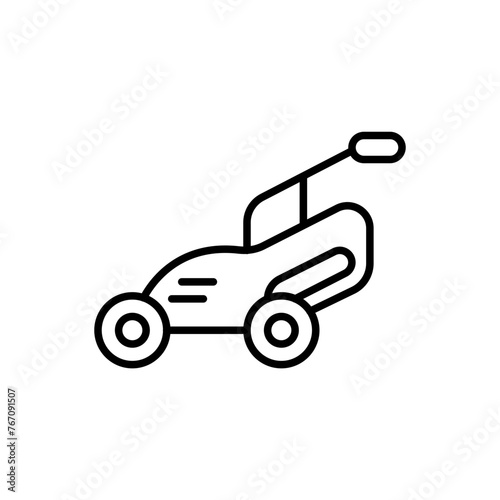 Lawnmower outline icons  minimalist vector illustration  simple transparent graphic element .Isolated on white background