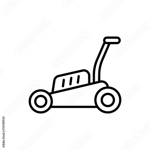 Lawnmower outline icons, minimalist vector illustration ,simple transparent graphic element .Isolated on white background