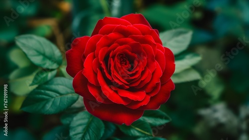 Big red rose flower isolated on single white background
