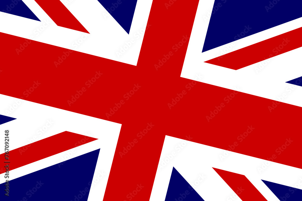 United Kingdom of Great Britain and Northern Ireland flag - rectangular cutout of rotated vector flag.