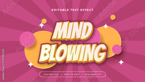 Purple violet orange and pink mindblowing 3d editable text effect - font style