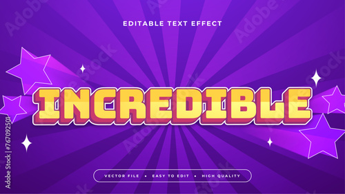 Yellow red and purple violet incredible 3d editable text effect - font style