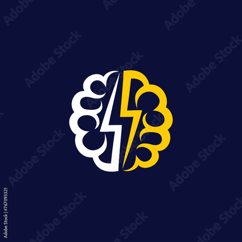 Lightning brain logo, brain logo design