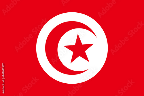 Tunisia flag - rectangular cutout of rotated vector flag. photo