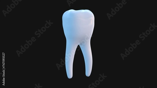 Dental steel post inside molar teeth, Xray view. Dental endodontic treatment 3D render illustration