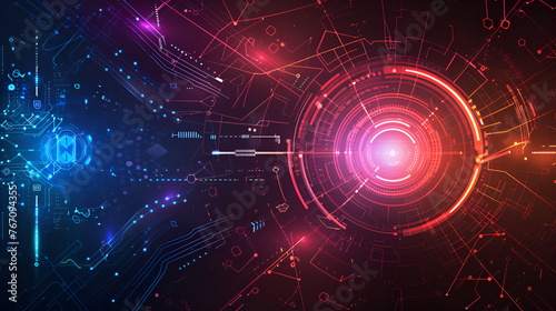 3D rendering abstract futuristic background. High speed internet technology concept,Digitally generated Blue and red technology interface, Abstract background gear technology 
