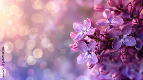 Delicate lilac flowers close-up with a soft bokeh background, symbolizing early summer bloom and the beauty of fragrant gardens. © mashimara