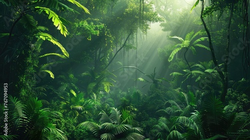 Amazonian lush rain forest jungle. © Lubos Chlubny