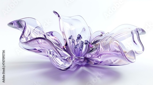 Elegant glass flower. 3D rendering.