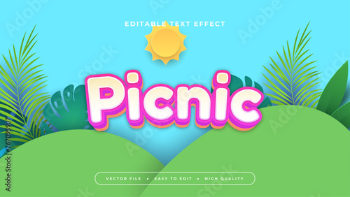 Colorful picnic 3d editable text effect - font style