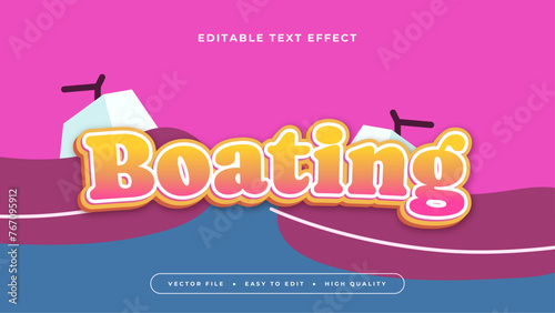 Orange white and purple violet boating 3d editable text effect - font style photo