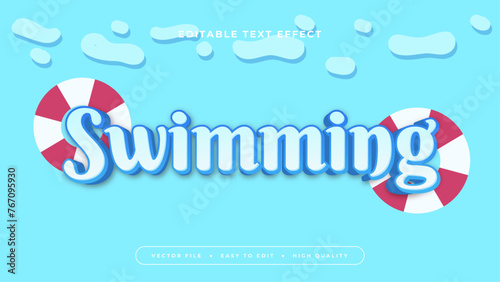 Blue white and red swimming 3d editable text effect - font style
