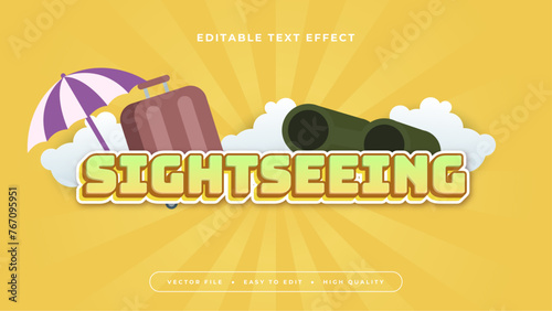 White yellow and purple violet sightseeing 3d editable text effect - font style