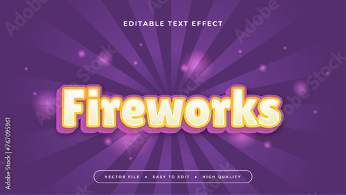 Purple violet and yellow firework 3d editable text effect - font style