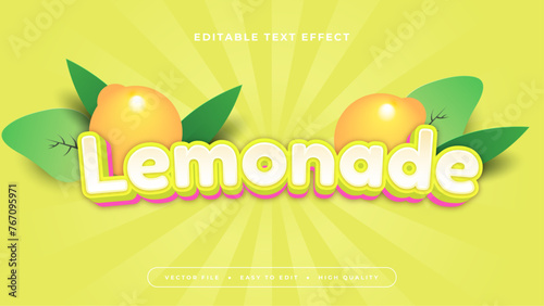Yellow white and green lemonade 3d editable text effect - font style