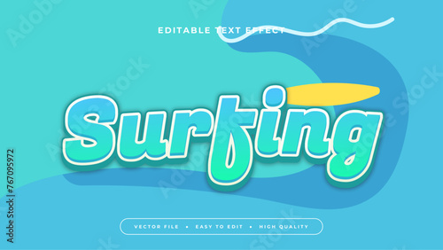 Blue green and yellow surfing 3d editable text effect - font style