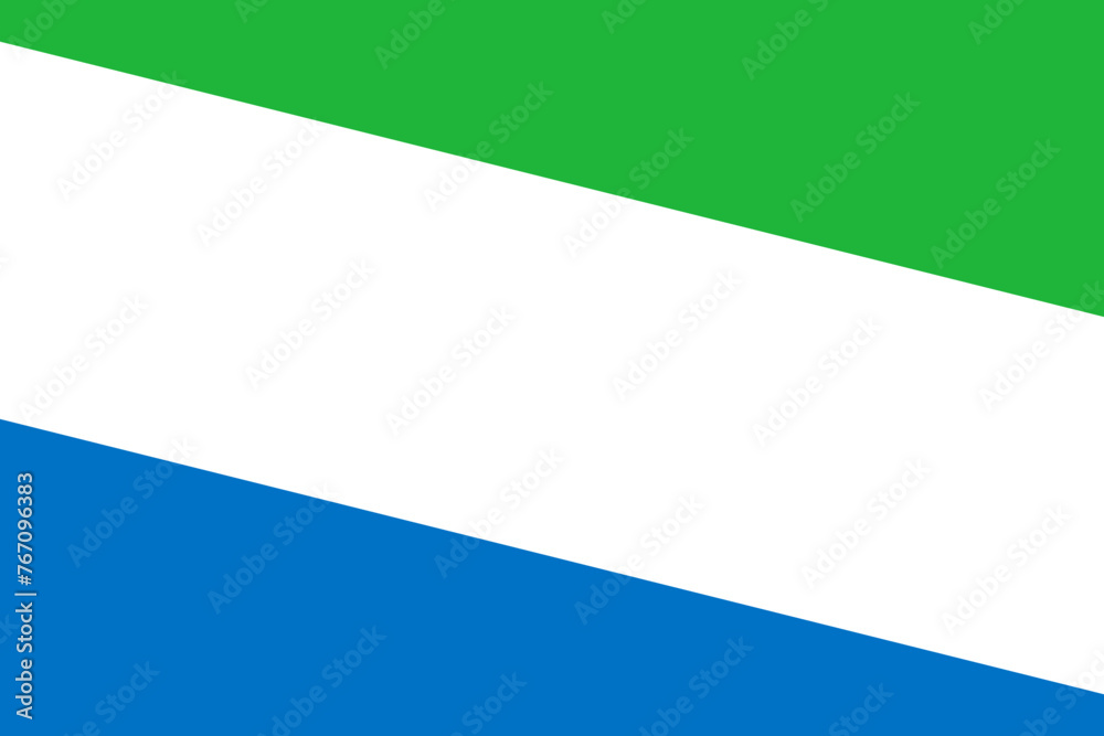 Sierra Leone flag - rectangular cutout of rotated vector flag. - obrazy, fototapety, plakaty 