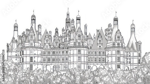 Royal Castle coloring page with lots of details