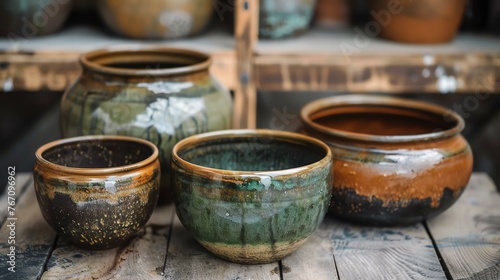 A beautiful handmade ceramic bowl with a unique glaze. The bowl is perfect for holding fruit, vegetables, or other small items.