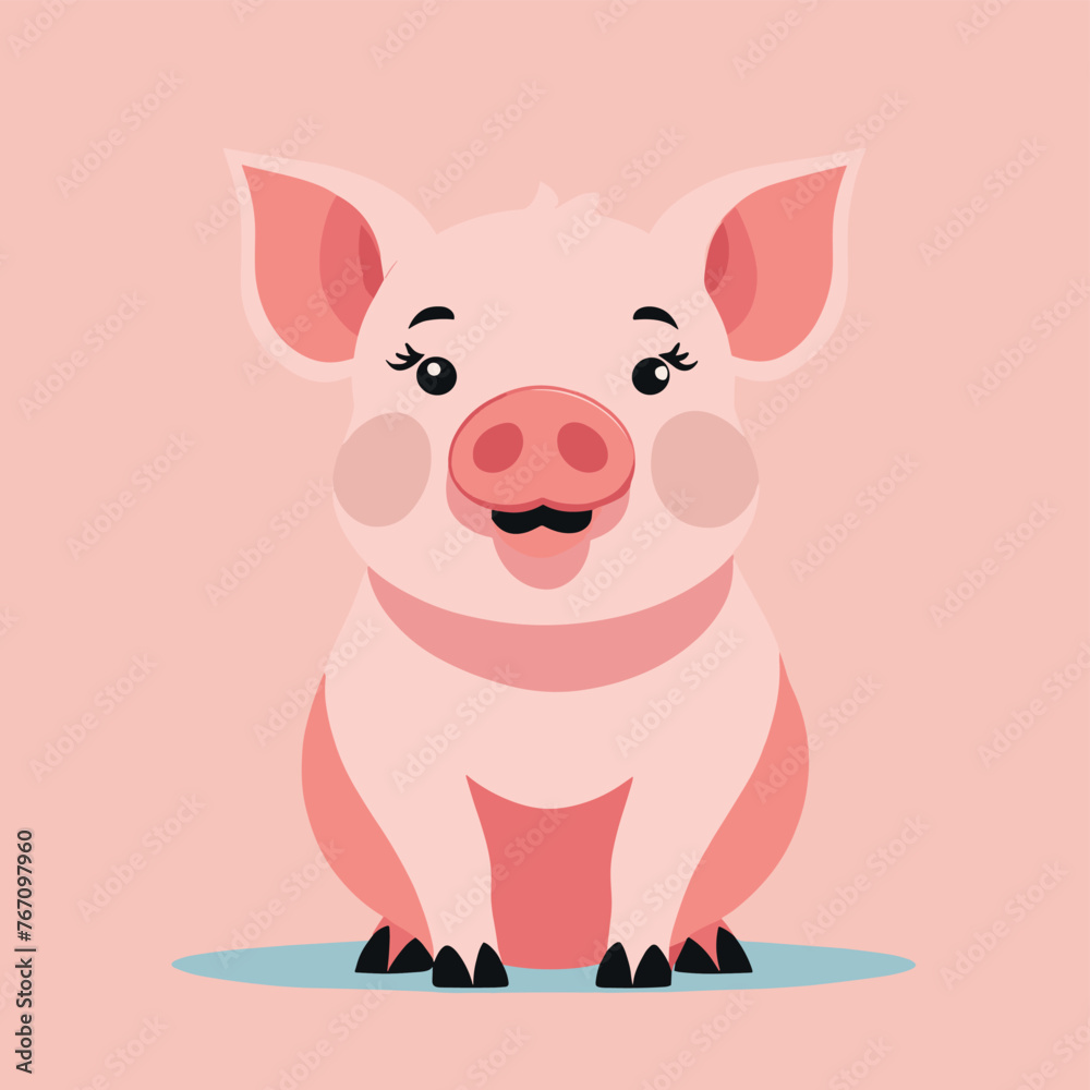 Cute pig cartoon illustration vector art