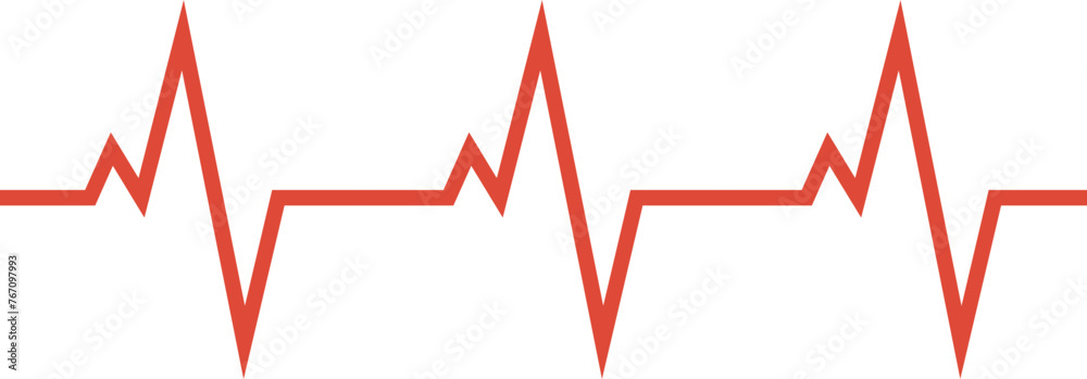 red heart beat line . Heart rate monitor line vector isolated on transparent background - obrazy, fototapety, plakaty 