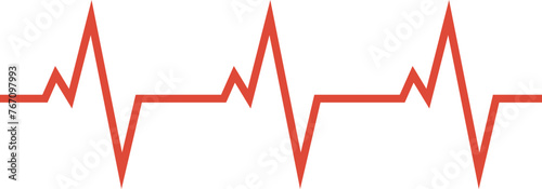 red heart beat line . Heart rate monitor line vector isolated on transparent background photo