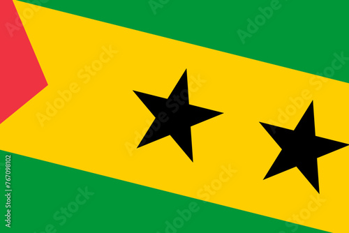 Sao Tome and Principe flag - rectangular cutout of rotated vector flag.