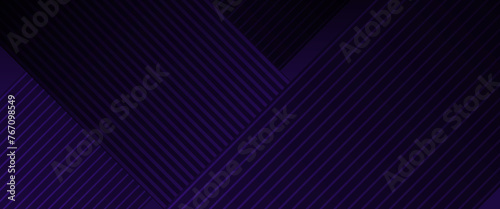 Purple violet and blue dark vector 3D modern line futuristic tech banner shapes effect illustration. For business banner, formal invitation backdrop, luxury voucher, prestigious gift certificate