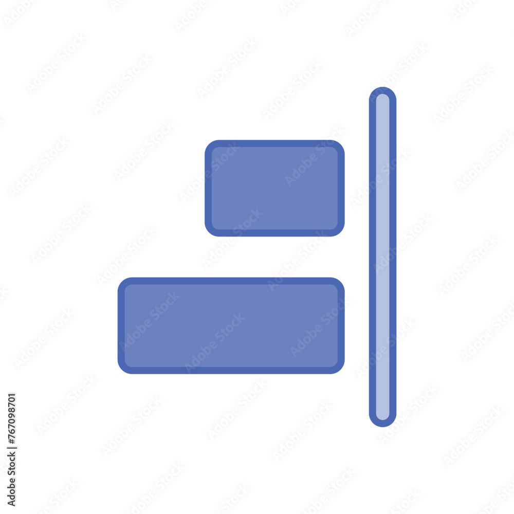Blue Line Right Alignment vector icon Blue Line Right Alignment vector icon