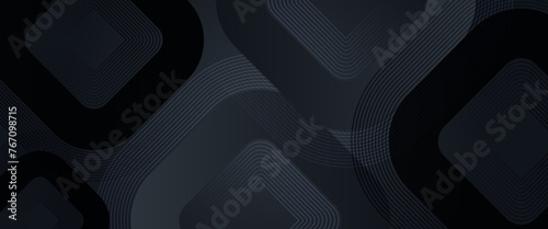 Gray grey and black dark vector glowing tech geometric 3D line modern abstract banner. Can be used in cover design, book design, poster, cd cover, flyer, website backgrounds or advertising photo