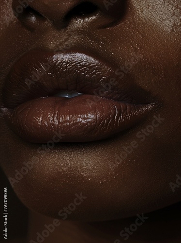 close up of lips, front view portrait, navel and collarbone, a woman's mouth closeup, skin texture, natural light