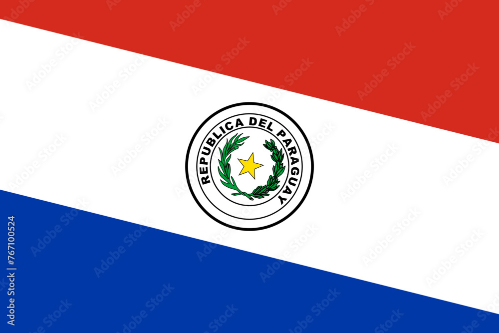 Fototapeta premium Paraguay flag - rectangular cutout of rotated vector flag.