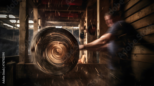 Grit and Precision: An Artistic Snapshot at the Tip of an Ax Throwing Showdown