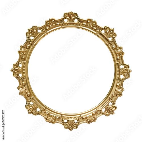 Gold vintage frame png isolated on transparent background © Pipin