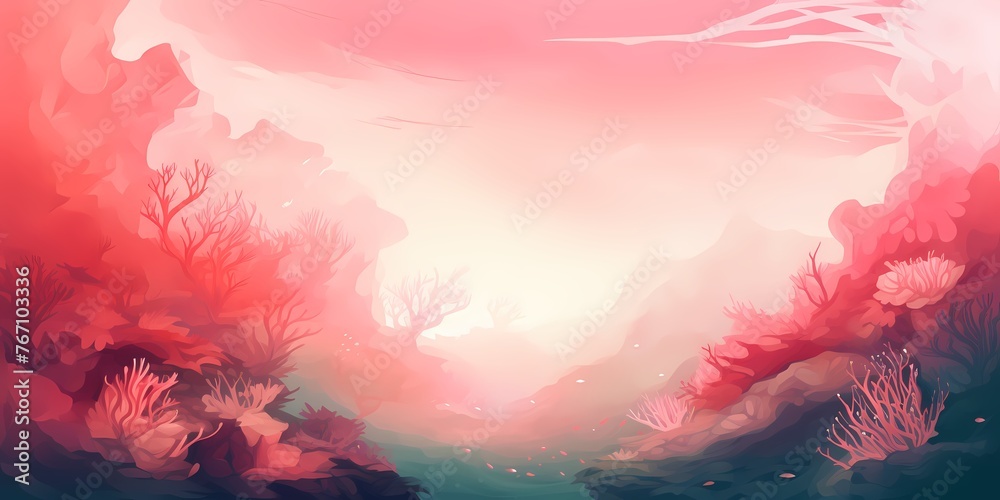 A dynamic gradient background transitioning from vibrant coral to deep coral, providing a cohesive and harmonious canvas for graphic elements.