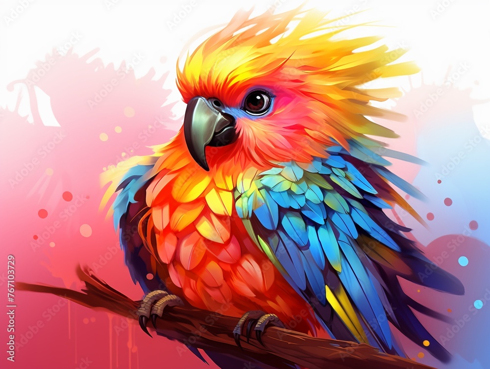 Obraz premium Bird of Paradiseisolated background, 3D cartoon, pastel, watercolor tone