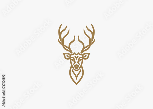 Deer head logo design vector icon flat illustration