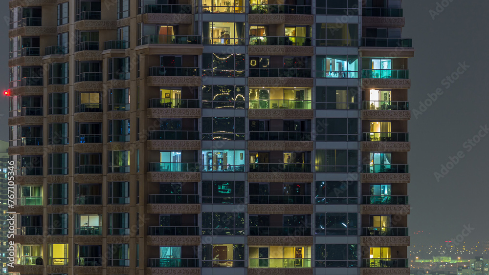 Scenic glowing windows of skyscrapers at evening timelapse Scenic glowing windows of skyscrapers at evening timelapse