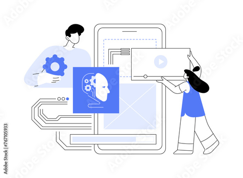 AI-Optimized Search and Navigation abstract concept vector illustration.