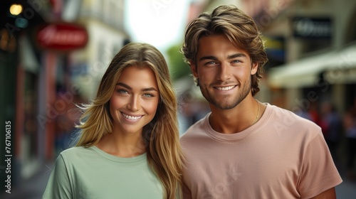 A man and a woman are smiling for the camera