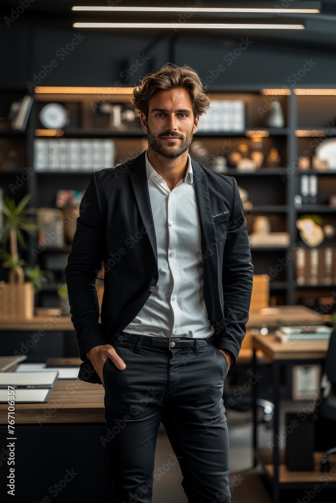 Fototapeta premium A man in a black suit