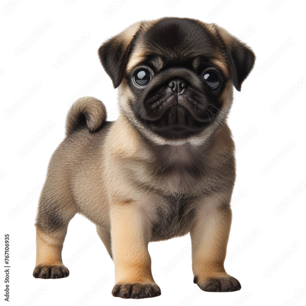 Pug puppy on a transparent background