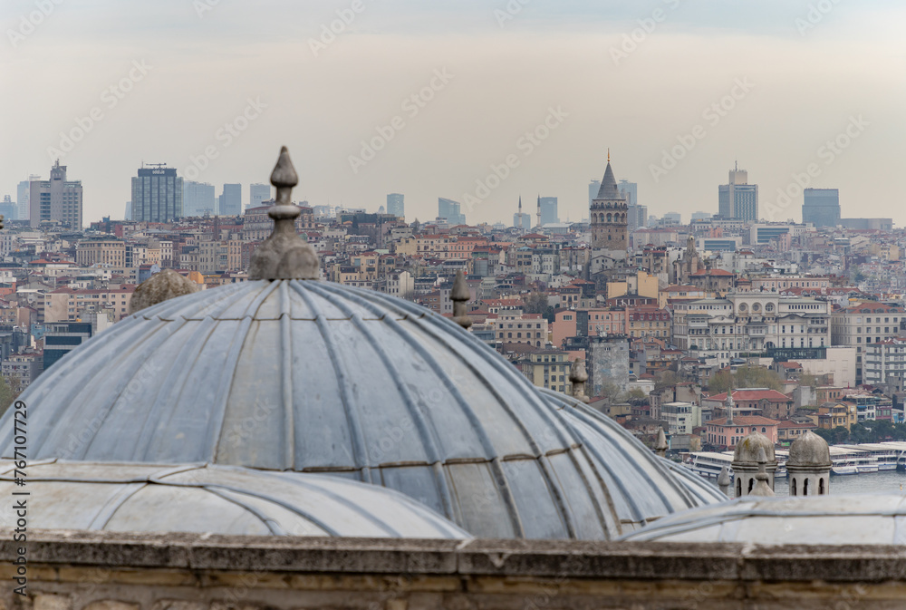 Beyoglu District and Galata Tower Above Suleymaniye Madrasa Beyoglu District and Galata Tower Above Suleymaniye Madrasa
