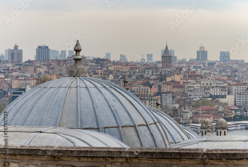 Beyoglu District and Galata Tower Above Suleymaniye Madrasa