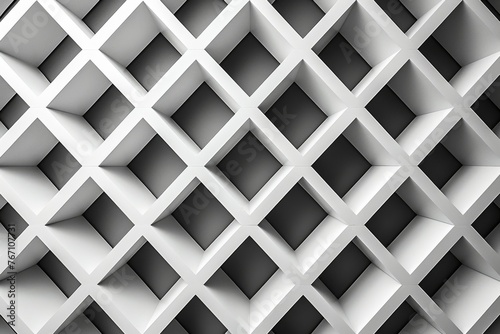 The background of the abstract pattern is white with black squares