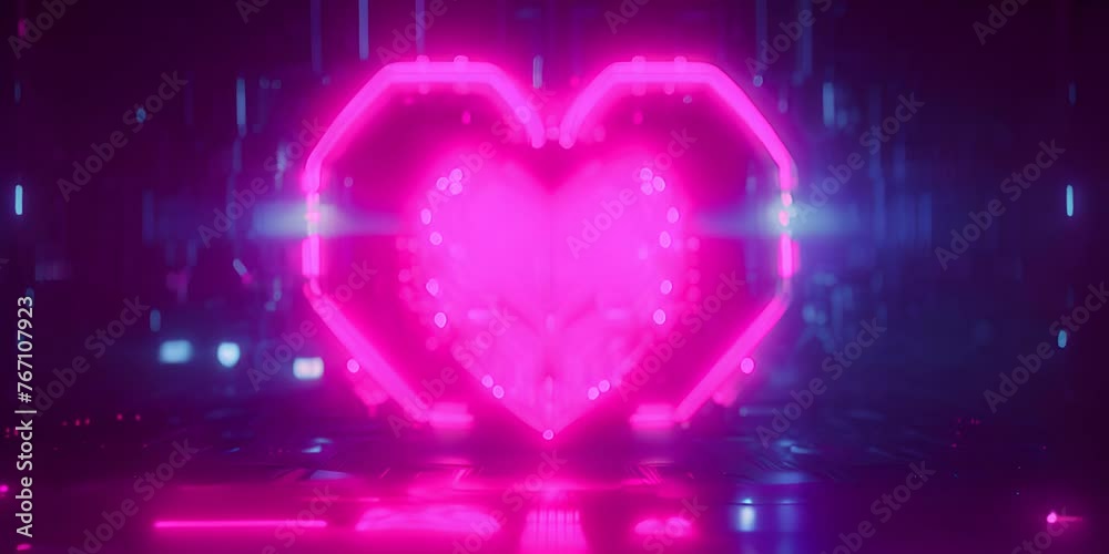 Cyberpunk high-tech neon glowing heart, cyber valentines day concept, neural network generated art. Digitally generated image. 4K Video Cyberpunk high-tech neon glowing heart, cyber valentines day concept, neural network generated art. Digitally generated image. 4K Video