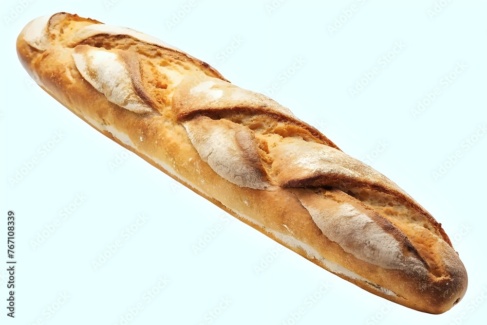 Fresh Baked French Baguette Bread Crust Golden Isolated