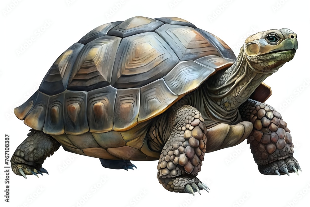 Obraz premium Realistic Tortoise Illustration Detailed Shell Texture Wildlife Art