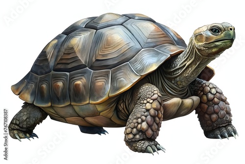 Realistic Tortoise Illustration Detailed Shell Texture Wildlife Art